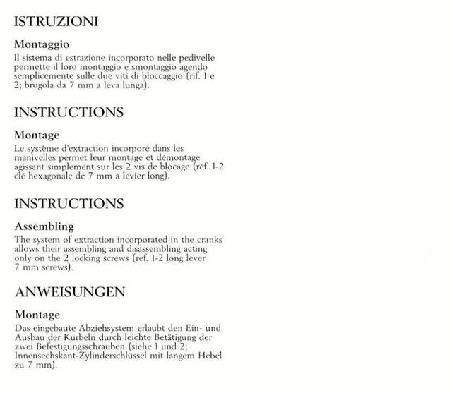 Campagnolo Record crankset instructions (1987)