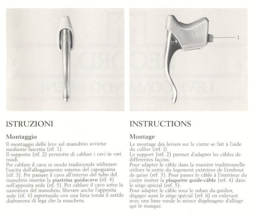 Campagnolo Record brake levers instructions (1987)