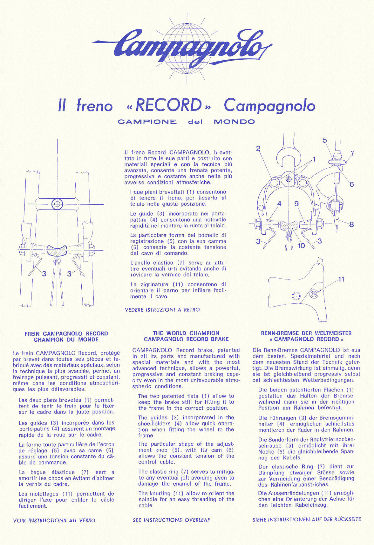 Campagnolo Record brakeset instructions (1973)