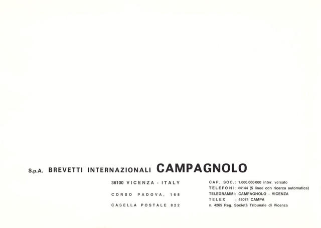 Campagnolo catalog # 16 - supplement (11-1971)