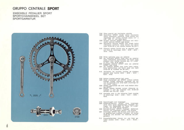 Campagnolo catalog # 16 - supplement (11-1971)
