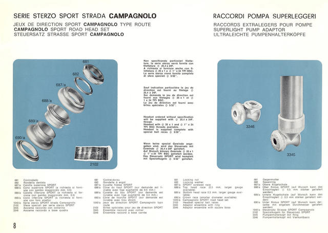 Campagnolo catalog # 16 - supplement (11-1971)