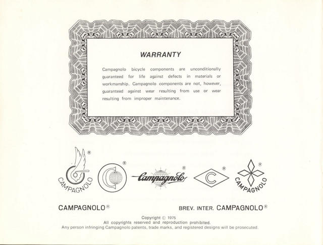 Campagnolo catalog # 17a (1975)
