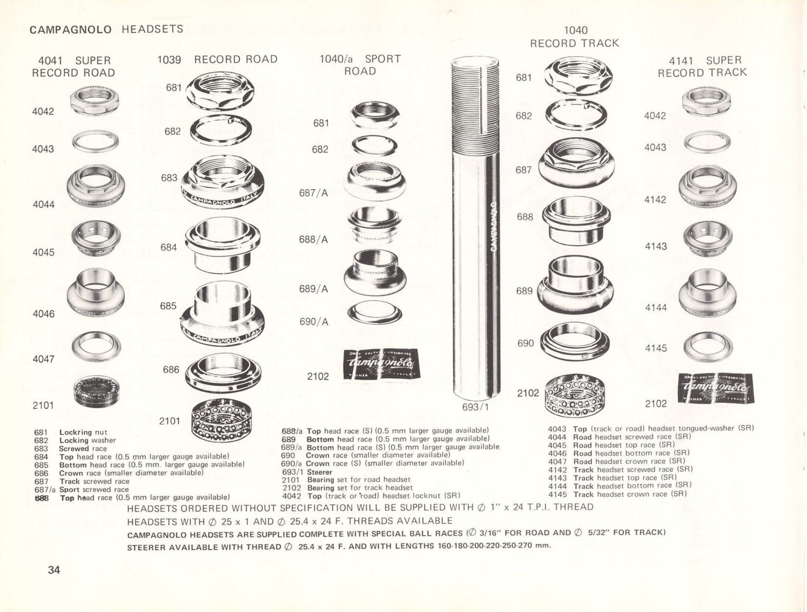Campagnolo catalog # 17a (1975)