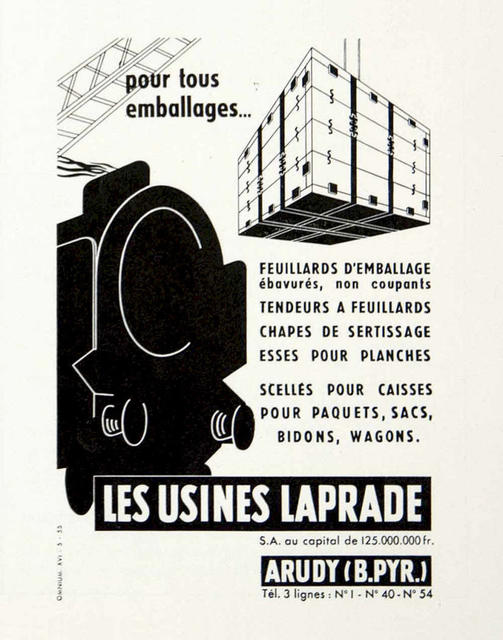 Usines Laprade / Arudy advertisement (1955)