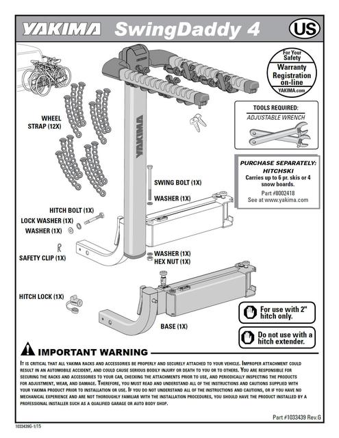 Yakima Swingdaddy 4 LM Instructions (2008 -2013)