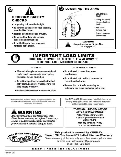 Yakima Swingdaddy 4 LM Instructions (2008 -2013)