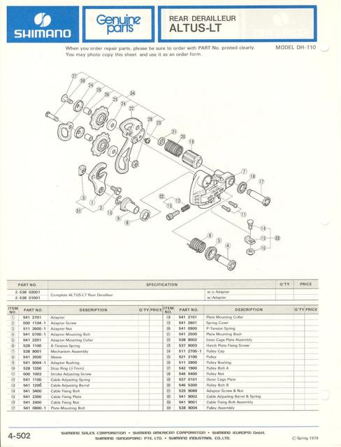 Shimano parts catalog  (04-1979)