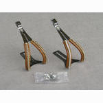 <------------------ SOLD ------------------> Christophe toe clips - chrome plated steel - adjustable length -  leather (NO