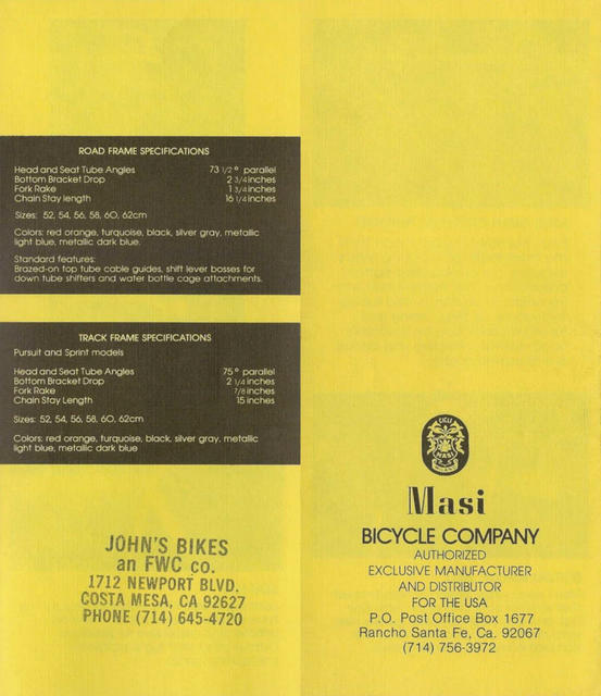 Masi USA catalog (1978)